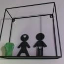 Set decoratiune semn toaleta, Krodesign Boy&Girl, lungime 16 cm, negru