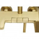 Set dus Premium multifunctional de perete din cupru, 3 functii curgere apa, dus dreptunghiular tip ploaie, para de dus, auriu mat