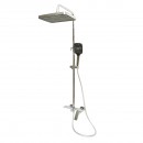 Set dus Premium multifunctional de perete din cupru, 3 functii curgere apa, dus dreptunghiular tip ploaie, para de dus, crom lucios