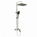 Set dus Premium multifunctional de perete din cupru, 3 functii curgere apa, dus dreptunghiular tip ploaie, para de dus, crom lucios
