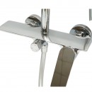 Set dus Premium multifunctional de perete din cupru, 3 functii curgere apa, dus dreptunghiular tip ploaie, para de dus, crom lucios