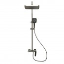 Set dus Premium multifunctional de perete din cupru, 3 functii curgere apa, dus dreptunghiular tip ploaie, para de dus, gri grafit satinat
