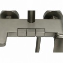 Set dus Premium multifunctional de perete din cupru, 3 functii curgere apa, dus dreptunghiular tip ploaie, para de dus, gri grafit satinat