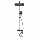 Set dus Premium multifunctional de perete din cupru, 3 functii curgere apa, dus dreptunghiular tip ploaie, para de dus, negru mat