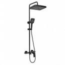 Set dus Premium multifunctional de perete din cupru, 3 functii curgere apa, dus dreptunghiular tip ploaie, para de dus, negru mat