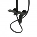 Set dus Premium multifunctional de perete din cupru, 3 functii curgere apa, dus dreptunghiular tip ploaie, para de dus, negru mat