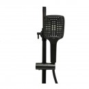 Set dus Premium multifunctional de perete din cupru, 3 functii curgere apa, dus dreptunghiular tip ploaie, para de dus, negru mat