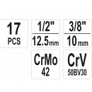 Set extractoare de suruburi si piulite rupte Yato YT-06033, 17 buc, Cr-V