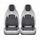Set huse scaune auto Premium Crem-Gri universale, design sport ergonomic, piele ecologica cu insertii textile, fata + spate 11 piese
