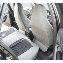 Set huse scaune auto Premium Crem-Gri universale, design sport ergonomic, piele ecologica cu insertii textile, fata + spate 11 piese