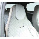 Set huse scaune auto Premium Crem-Gri universale, design sport ergonomic, piele ecologica cu insertii textile, fata + spate 11 piese