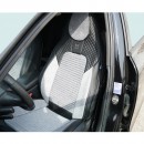 Set huse scaune auto Premium Negru-Gri universale, design sport ergonomic, piele ecologica cu insertii textile, fata + spate 11 piese