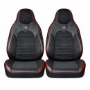 Set huse scaune auto Premium Negru-Rosu universale, design sport ergonomic, piele ecologica cu insertii textile, fata + spate 11 piese