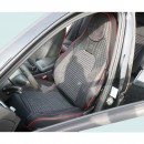 Set huse scaune auto Premium Negru-Rosu universale, design sport ergonomic, piele ecologica cu insertii textile, fata + spate 11 piese