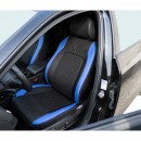 Set huse scaune auto universale negru-albastru Diamond, piele ecologica matlasata cu textil 9 piese