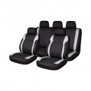 Set huse scaune auto universale negru-gri Diamond, piele ecologica matlasata 9 piese