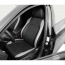 Set huse scaune auto universale negru-gri Diamond, piele ecologica matlasata 9 piese