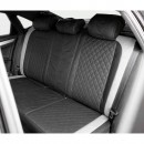 Set huse scaune auto universale negru-gri Diamond, piele ecologica matlasata 9 piese