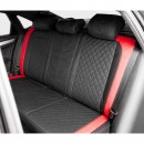 Set huse scaune auto universale negru-rosu Diamond, piele ecologica matlasata 9 piese