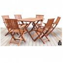 Set masa cu 6 scaune Strend Pro Maribo, lemn de meranti, max 150 kG, maro, pliabial