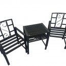 Set masa si 2 scaune pentru gradina Vivatechnix VMD-1046, metalice, 152x50x83cm