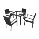 Set mbilier de gradina format din 1 masa si 4 scaune, Strend Pro Celinda Brown, rattan artificial