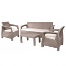 Set mobilier de gradina Keter Bahama Capuccino, 1 x canapea cu 3 locuri, 2 x fotolii, 1 x masuta