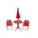 Set mobilier de gradina pentru copii Strend Pro Mariquita, buburuza, umbrela 105cm, masa 50cm, 2 scaune