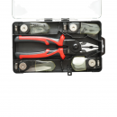 Set multifunctional 5 in 1 cu foarfeca, cleste patent, taiere, sertizare, dezizolare cabluri