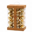 Set ornamente plastic de craciun / bej-auriu 62p
