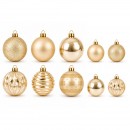 Set ornamente plastic de craciun / bej-auriu 62p