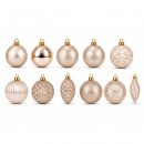 Set ornamente plastic de craciun / bej-deschis - 78p