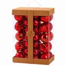 Set ornamente plastic de craciun / rosu - 62p