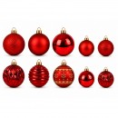 Set ornamente plastic de craciun / rosu - 62p