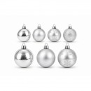 Set ornamente plastic de craciun argintiu 68p