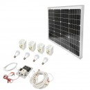 Set panou solar 50W fotovoltaic monocristalin 670x540x30mm 12-24V priza bricheta cu 4 becuri 9W Breckner Germany