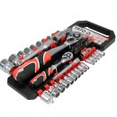 Set tubulare cu accesorii clichet 1/4'', 1/2 '', 51 piese, Cr-V