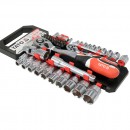 Set tubulare cu accesorii clichet 1/4'', 1/2 '', 51 piese, Cr-V