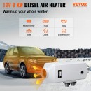 Sirocou diesel, incalzire stationara Vevor 8 kW, alimentare 12V DC, Telecomanda, consum 0,1-0,24 l/h