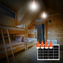 Sistem pentru iluminat cu becuri 4x16 LED-uri, panou solar 5V/10W si telecomanda Breckner Germany