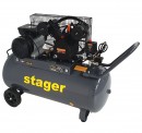 Stager HMV0.25/100 compresor aer, 100L, 8bar, 250L/min, monofazat, angrenare curea - 6960270410098