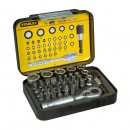 Stanley 1-13-906 Set mixt insurubare ( 30 biti 25 mm+ 7 chei tubulare+adaptor + clichet) 1/4�