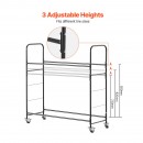 Suport mobil pentru 12 anvelope, 4 x roti, 1585 x 570 x 1520 mm, max 180 kg, 2 rafturi cu inaltime ajustabila, Otel