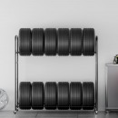 Suport mobil pentru 12 anvelope, 4 x roti, 1585 x 570 x 1520 mm, max 180 kg, 2 rafturi cu inaltime ajustabila, Otel