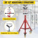 Suport pentru tevi 1/2-12 inch, Portabil, 3 x roti, capacitate 400 kg, Inaltime reglabila 71-131 cm