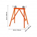 Suport pentru tevi 2-36 inch cu role, Portabil, 680 x 745 x 900 mm, capacitate 1140 kg