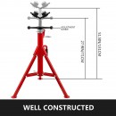 Suport pentru tevi cu cap in V cu 4 role, Portabil, Inaltime reglabila 71-131 cm, capacitate 680 kg