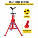 Suport pentru tevi cu cap in V, max 12 inch, Portabil, Inaltime reglabila 71-132 cm, capacitate 2 tone