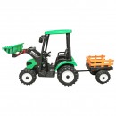 Tractor cu remorca electric pentru copii cu baterie 12V/10Ah si telecomanda JS3158B verde