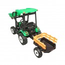 Tractor cu remorca electric pentru copii cu baterie 12V/10Ah si telecomanda JS3158B verde